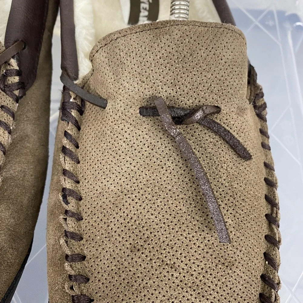 Goodyear‎ Slippers Shoes Mens Size 10 Brown Suede Moccasin Faux Fur Lined Indoor